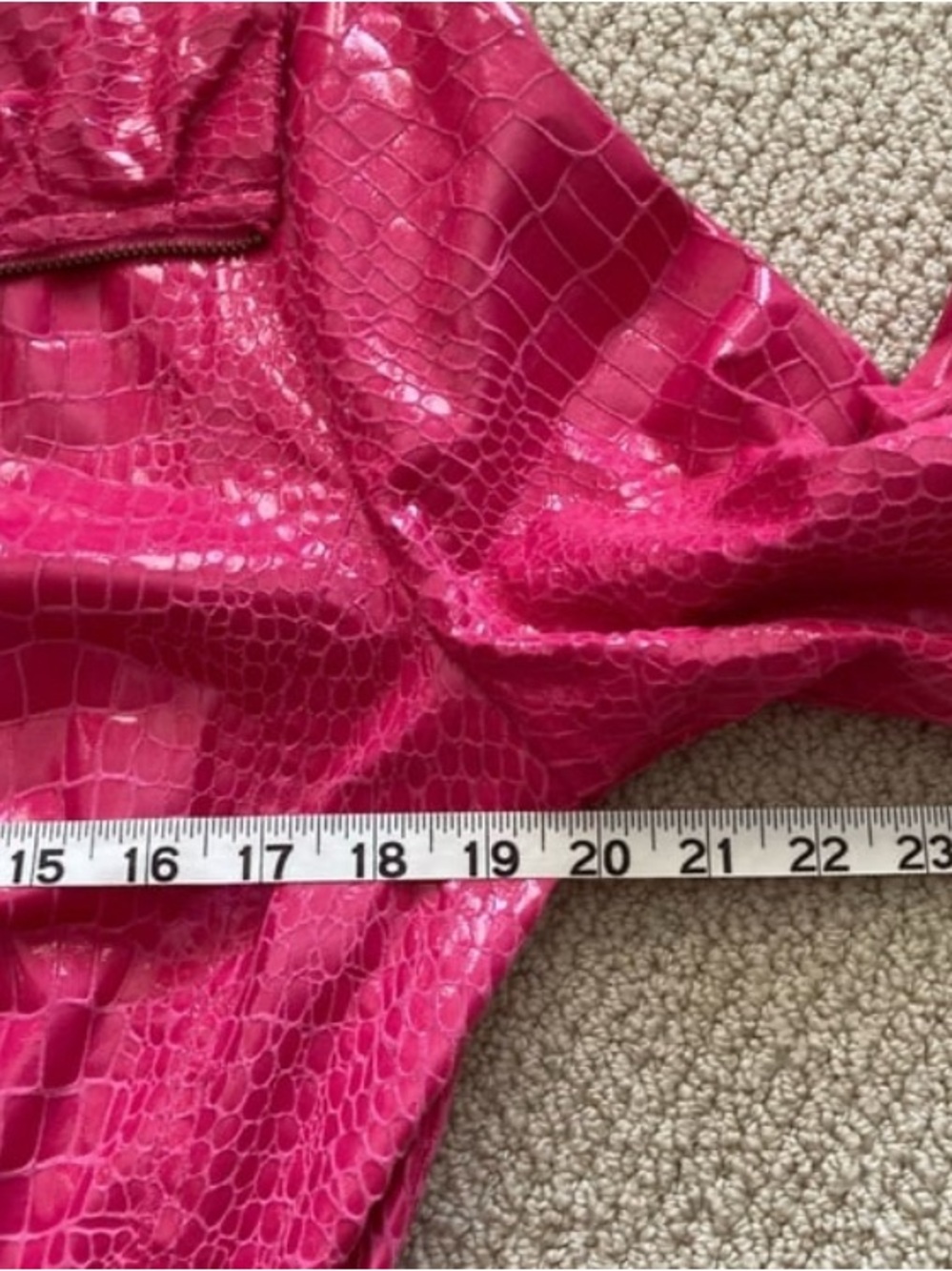 Berek Hot Pink Faux Crocodile Skin Y2K Peplum Jacket Waist Tie Size M RARE - Picture 7 of 10